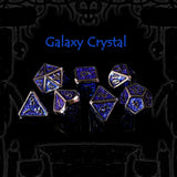 Galaxy Crystal metalen fantasy-dobbelstenenset met zilverkleurig hemels kristaldesign