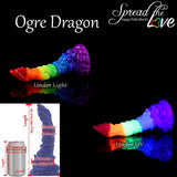 Ogredragon Mammoth Layered Pride silicone dildo with UV glow effect