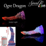 Consolador Ogredragon Mamut Volcano Pride de silicona con vertido volcánico arcoíris