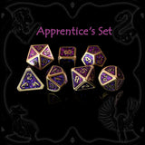 Apprentice's Set metalen fantasydobbelstenen voor leerlingen van de mystieke kunsten en tabletop-RPG-campagnes