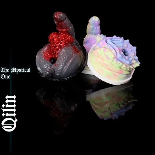 Grinder fantasy Qilin in silicone, masturbatore miniatura e guaina per vibratore nei design Beloved e Mignonne