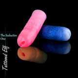 Pink and blue Tattooed Elf fantasy masturbators with narrow entrances and detailed tattoo-inspired silicone exteriors