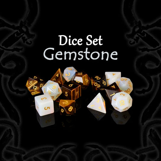 Set de dados de fantasía en piedra semipreciosa para partidas de rol de mesa de Dungeons & Dragons