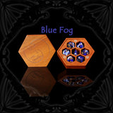 Set de dés en acrylique Blue Fog au design bleu ciel et blanc inspiré des lanceurs de sorts