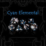 Cyan Elemental blauwe metalen dobbelstenenset, geïnspireerd op watermagie voor D&D-tovenaars