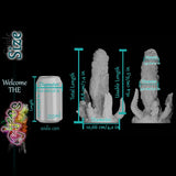 Guida taglie del dildo fantasy Chaos con lunghezza utilizzabile 18 cm, lunghezza totale 19,5 cm e confronto con lattina