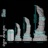 Kompletter Größenvergleich der Fantasy-Ogre-Dragon-Silikondildos in den Größen Cute, Mammoth und Gargantuan mit einer Getränkedose als Referenz.