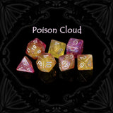 Set de dés verts en acrylique Poison Cloud pour roublards, alchimistes et joueurs de RPG sur table