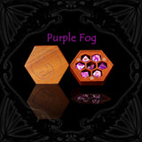 Set de dés en acrylique Purple Fog au design de brume fantasy violet royal et blanc