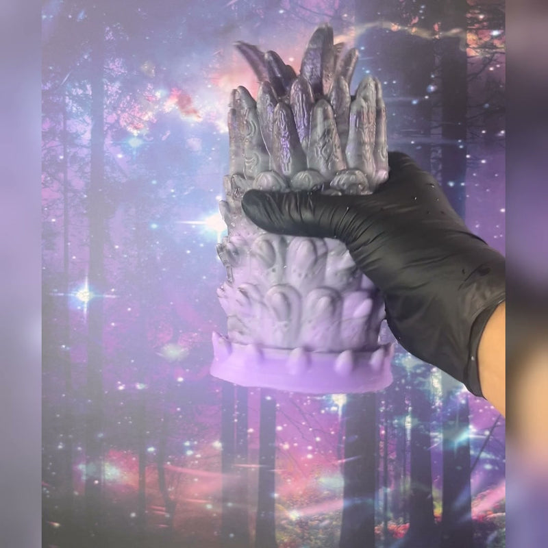 Grand Wyrm - Ready to Ship; Lavender base with a pale grey and purple metallic body and darker tentacle tips.