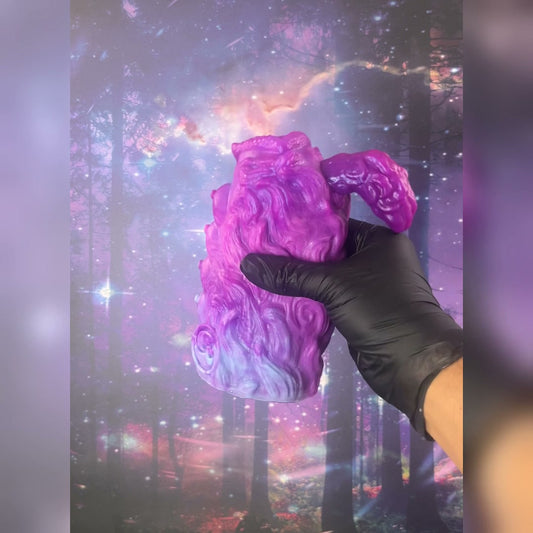 Werewolfess - Ready to Ship; Pink-purple upper section with a pale blue-lavender lower section. Its UV response is shown in the video.