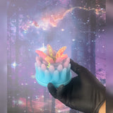 Wyrm - Ready to Ship; Turquoise base with pale pink tentacles and orange-yellow accents. The video shows its UV response and glow in the dark. - product media 1