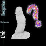Ungefärbtes Fantasy-Ork-Dildo-Modell mit Fragezeichen als Hinweis auf die Surprise- beziehungsweise Mystery-Farboption.